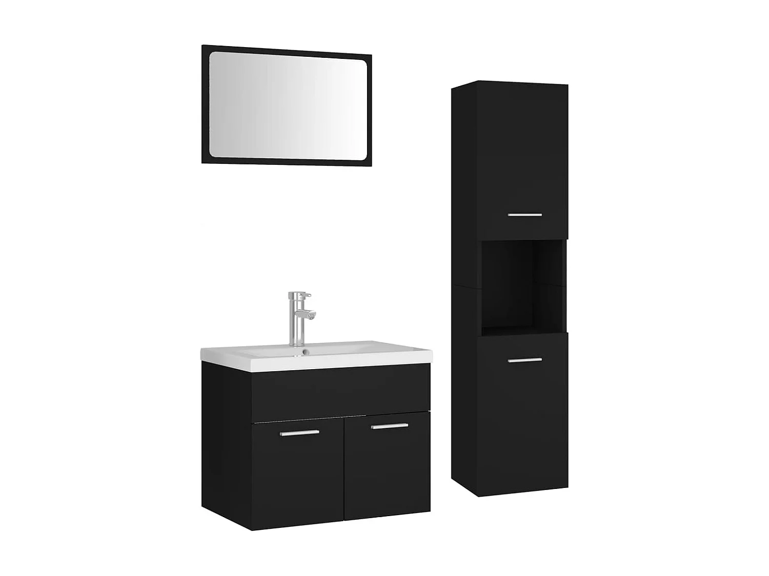 Ensemble de meubles de salle de bain Noir Aggloméré