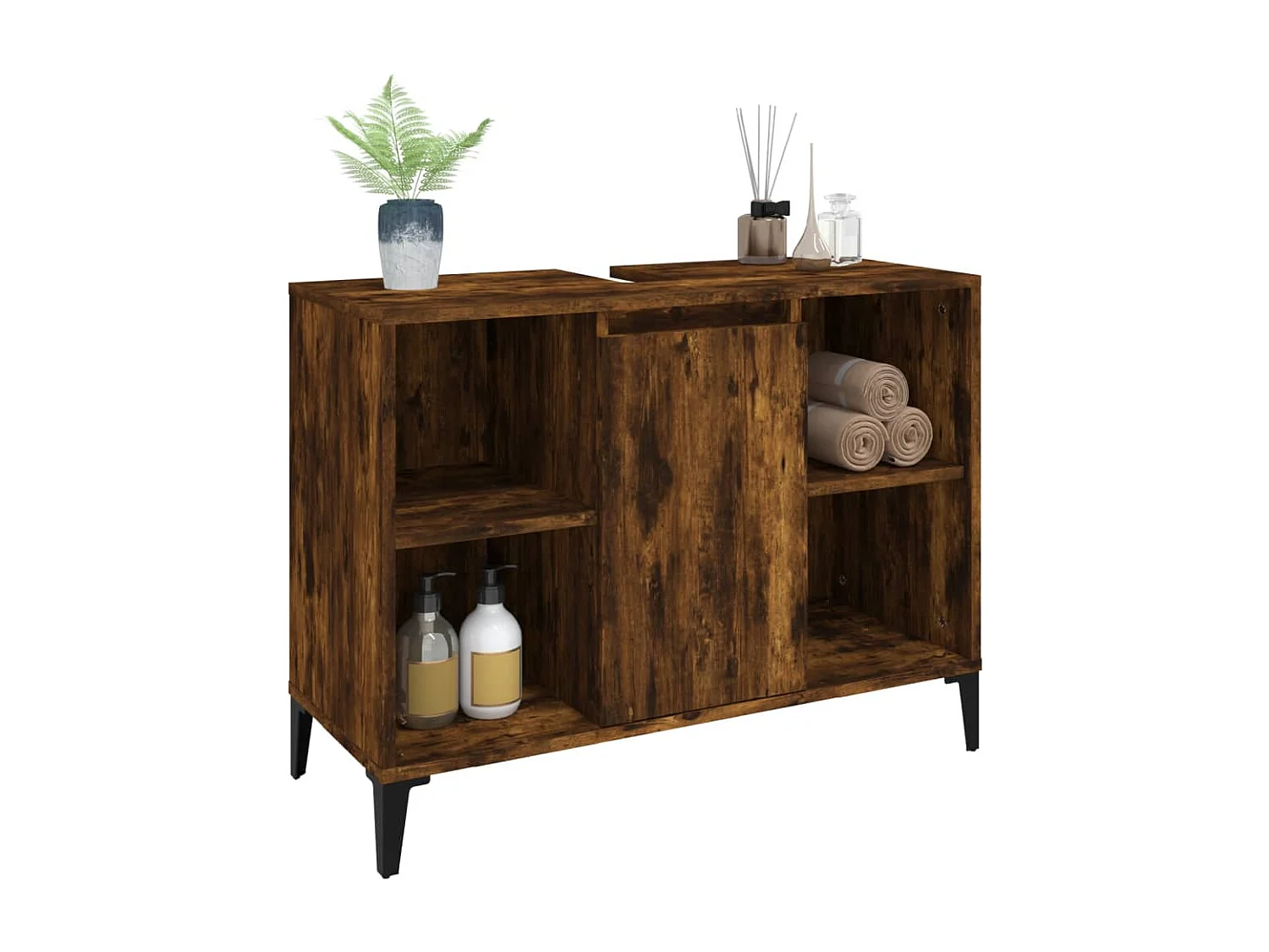 Waschbeckenunterschrank Räuchereiche 80x33x60 cm Holzwerkstoff