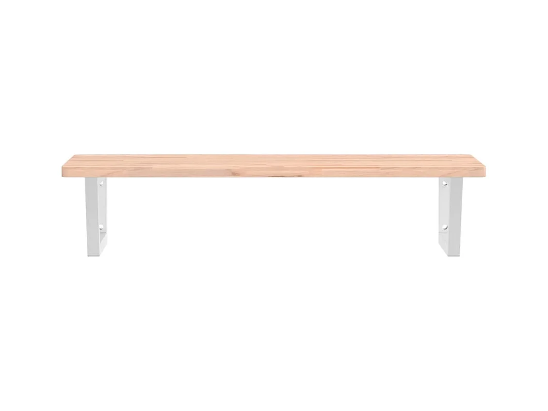 Waschbeckenregal Wandmontage Stahl und Massivholz Buche