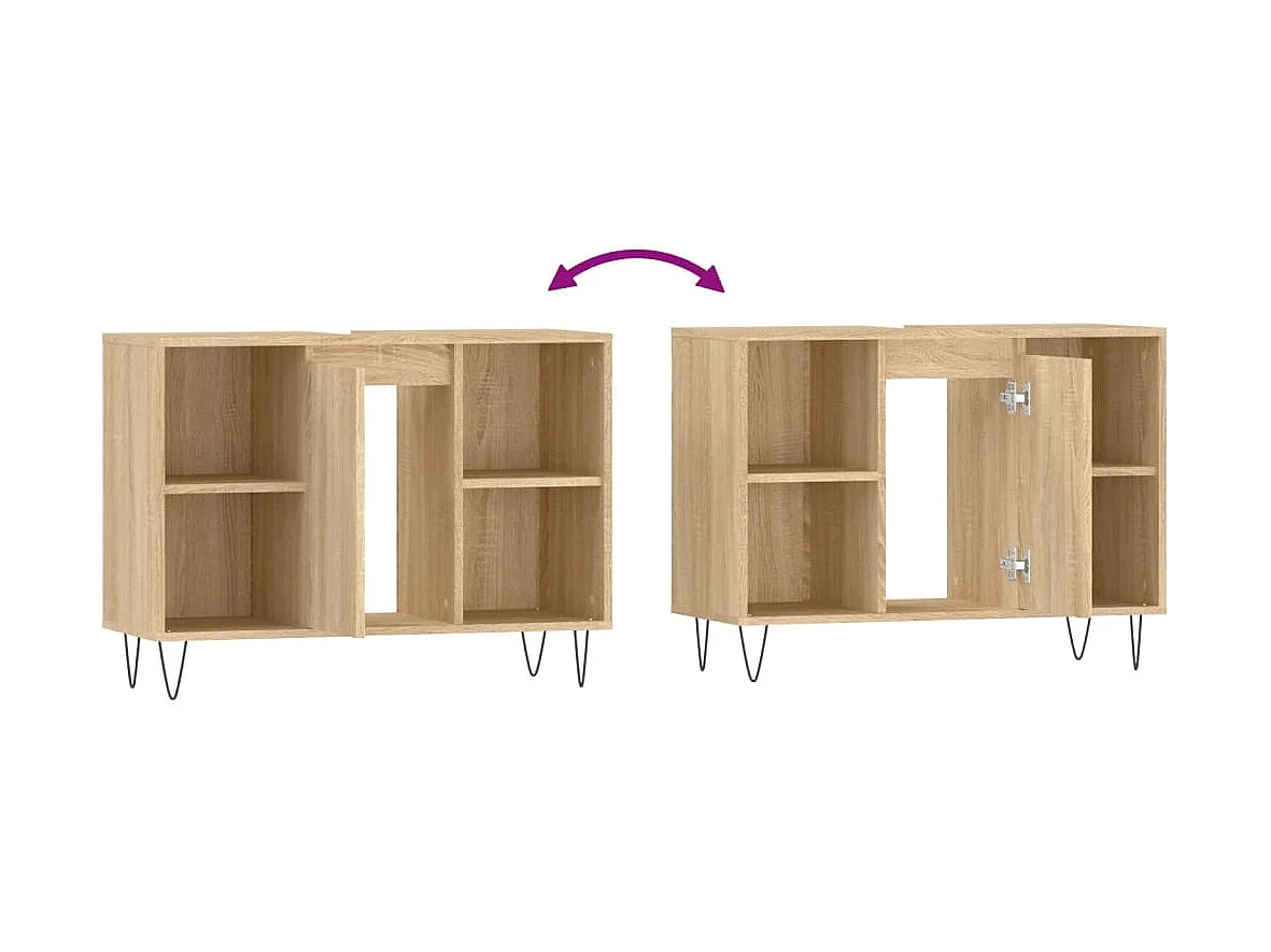 Armoire salle de bain chêne sonoma 80x33x60cm bois d'ingénierie