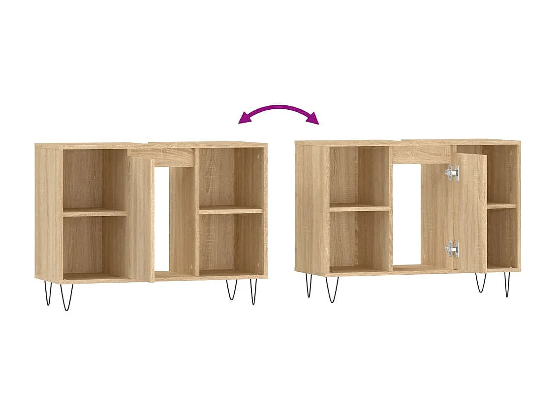 Armoire salle de bain chêne sonoma 80x33x60cm bois d'ingénierie