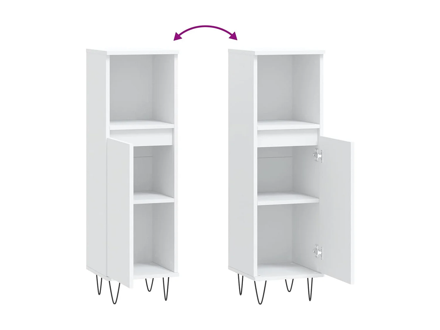 Armadietto da Bagno Bianco 30x30x100 cm in Legno Multistrato