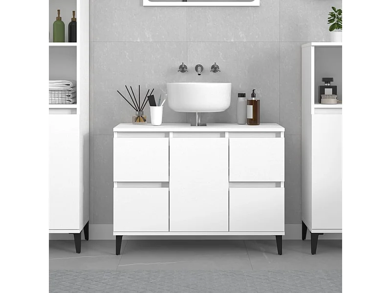 Waschbeckenunterschrank Weiß 80x33x60 cm Holzwerkstoff