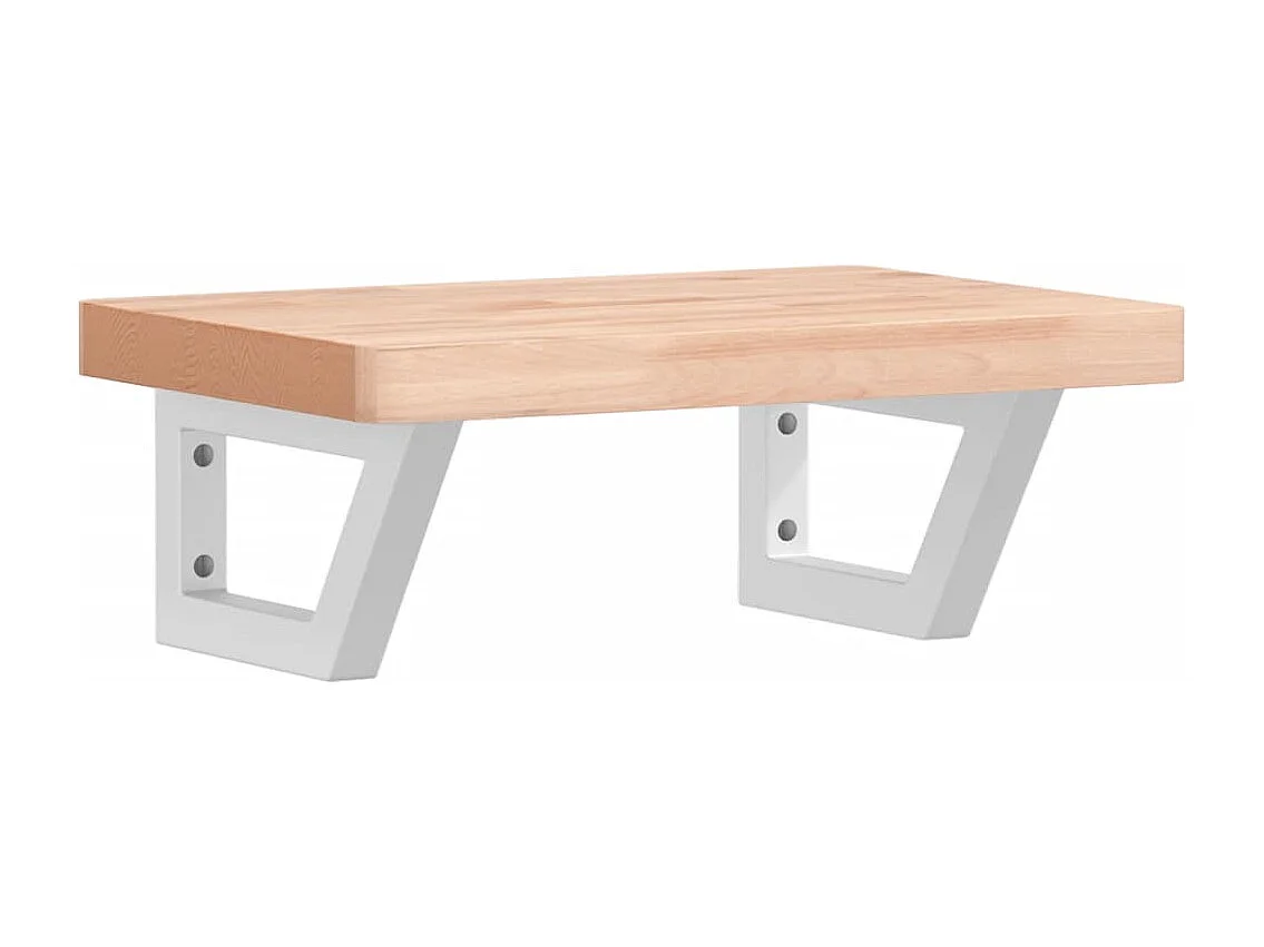 Ripiano a Parete per Lavabo in Acciaio e Massello di Faggio