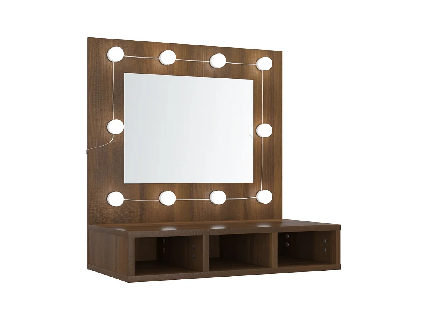 Spiegelkast met LED-verlichting 60x31,5x62 cm bruin eikenkleur