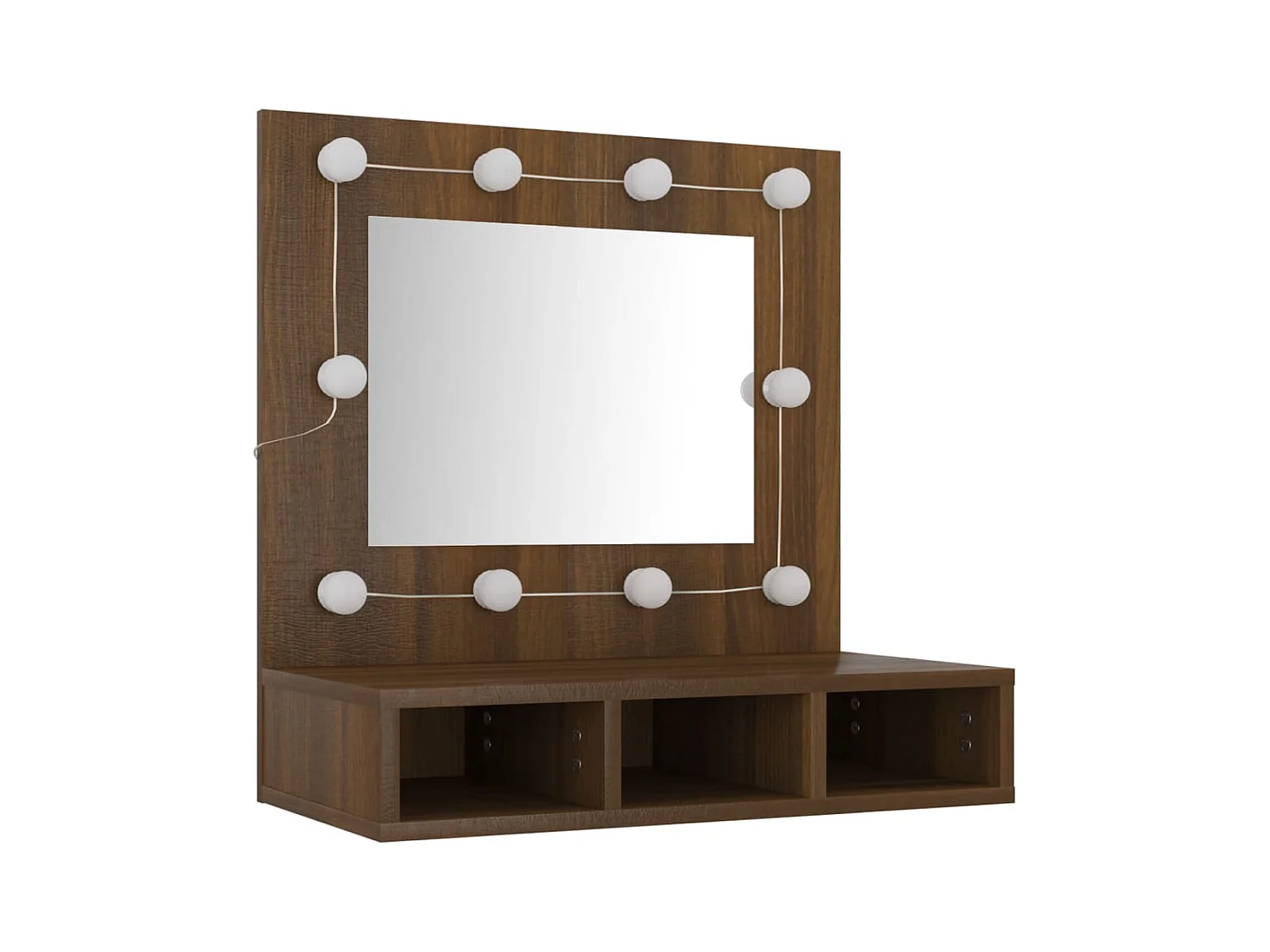 Spiegelkast met LED-verlichting 60x31,5x62 cm bruin eikenkleur