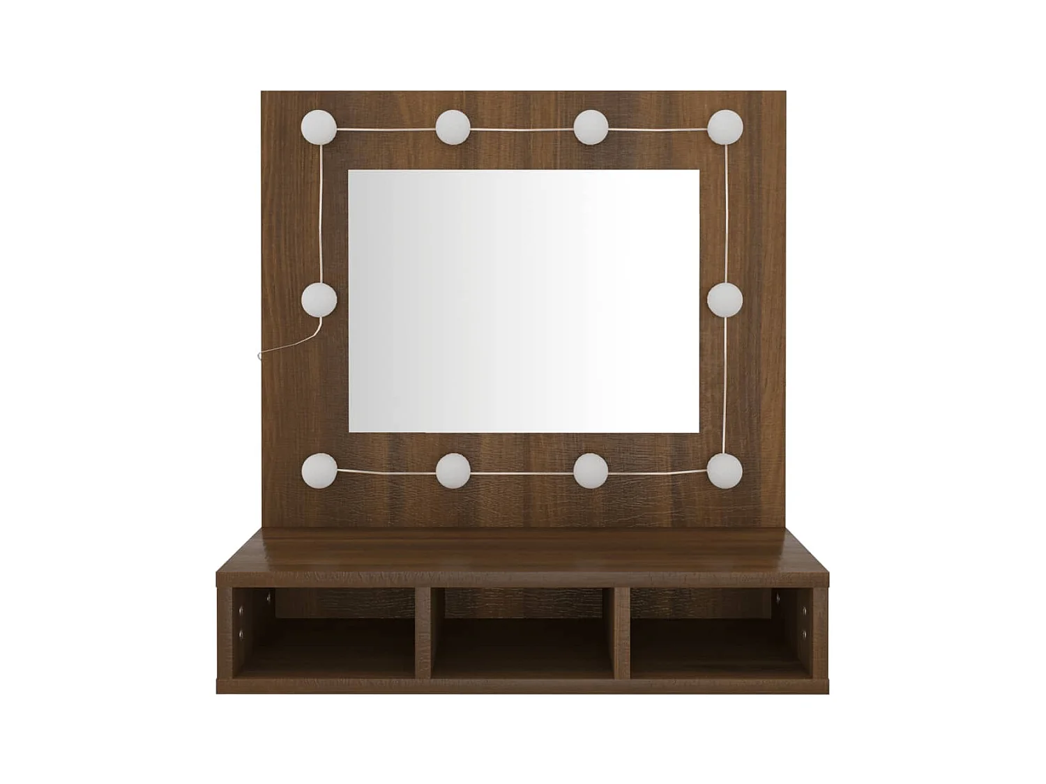 Spiegelkast met LED-verlichting 60x31,5x62 cm bruin eikenkleur