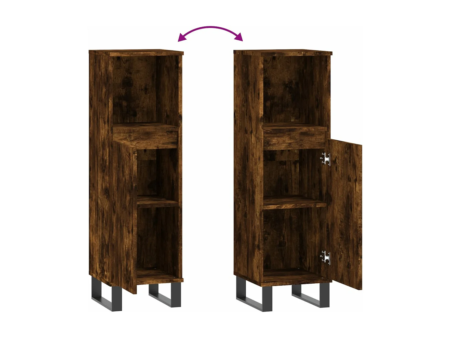 Armario de baño madera contrachapada roble ahumado 30x30x100 cm