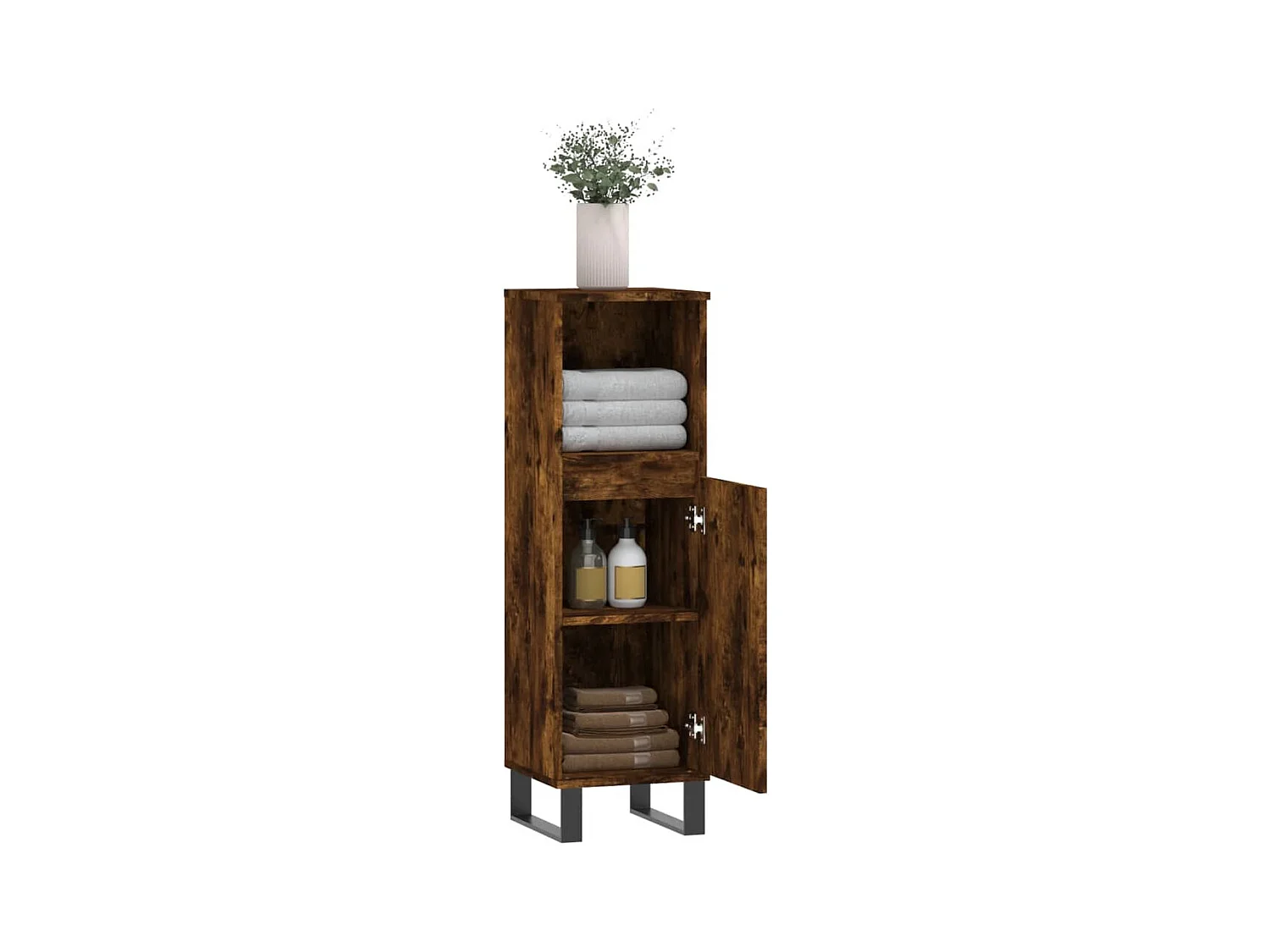 Armoire de bain chêne fumé 30x30x100 cm bois d'ingénierie