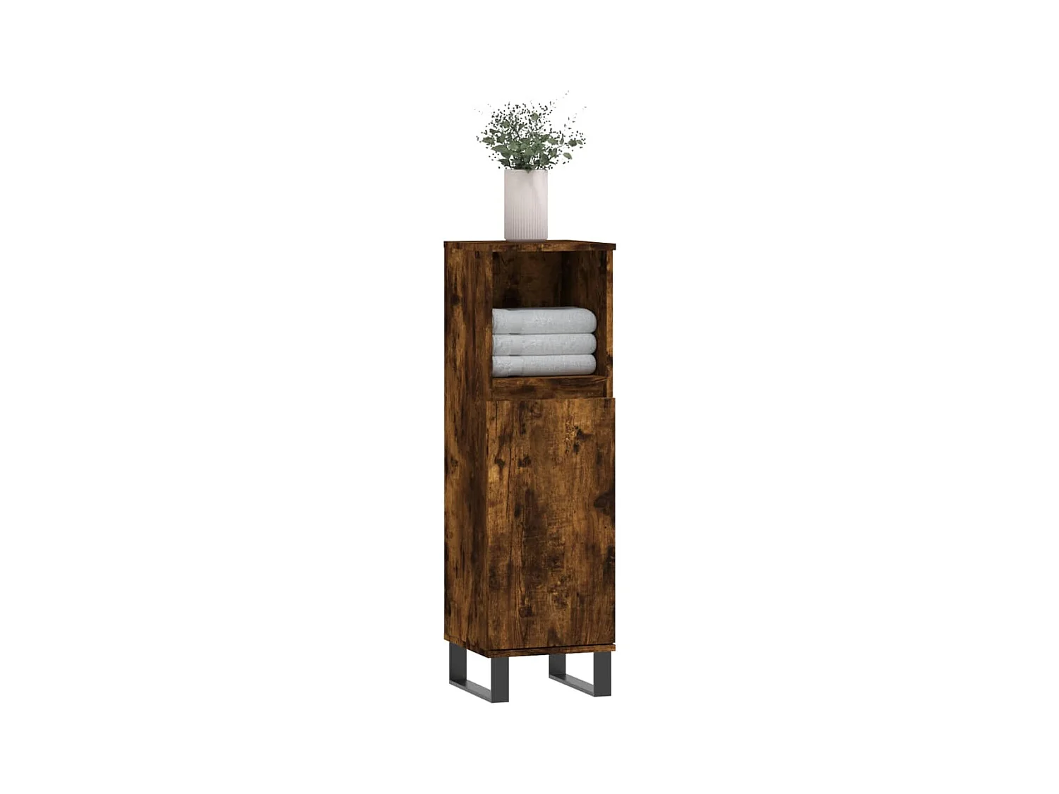 Armoire de bain chêne fumé 30x30x100 cm bois d'ingénierie