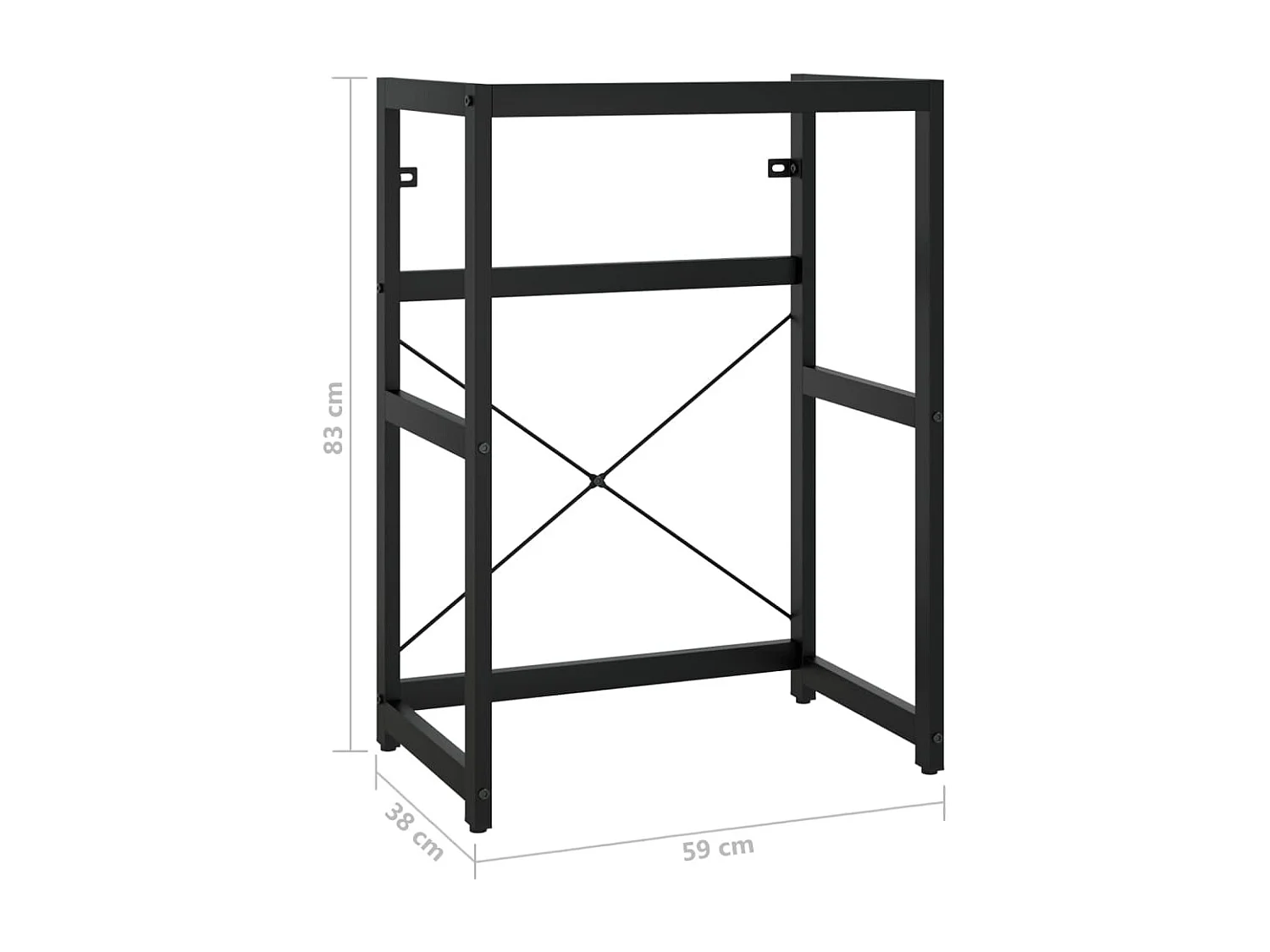 Estrutura p/ lavatório casa de banho ferro 59x38x83 cm preto