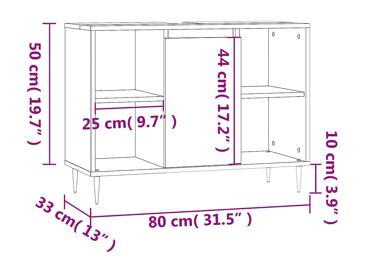 Mueble de baño madera de ingeniería blanco brillo 80x33x60 cm