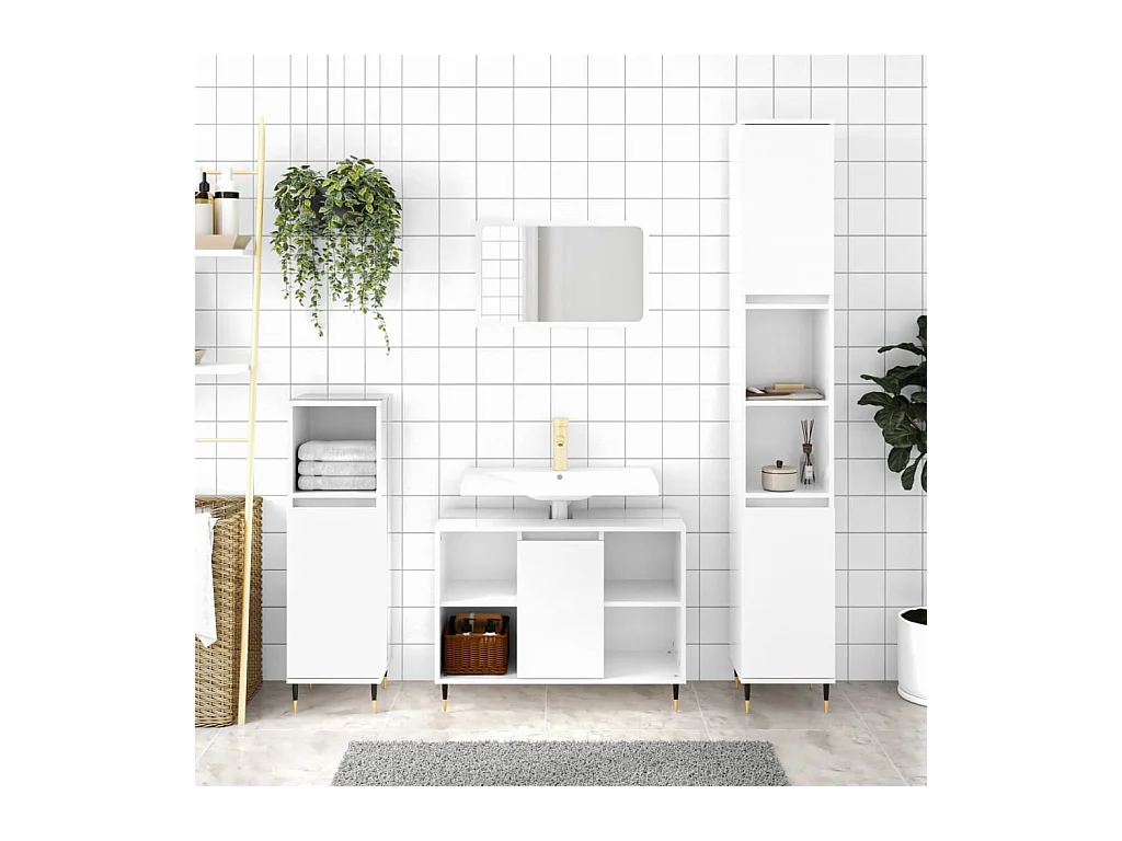 Armoire de salle de bain blanc brillant 80x33x60 cm