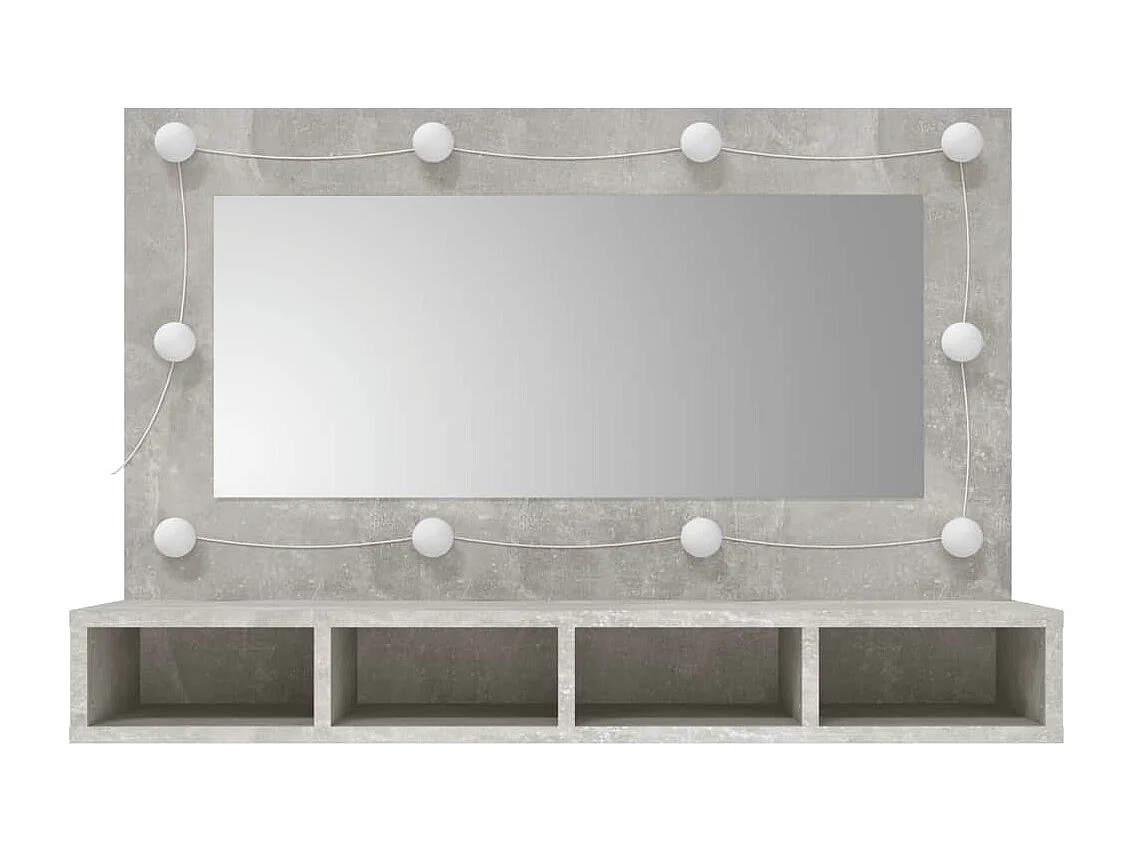 Armário espelhado com LED 90x31,5x62 cm cinzento cimento