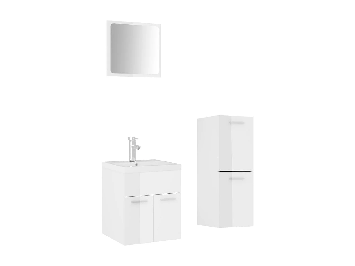 Ensemble de meubles de salle de bain Blanc brillant Aggloméré