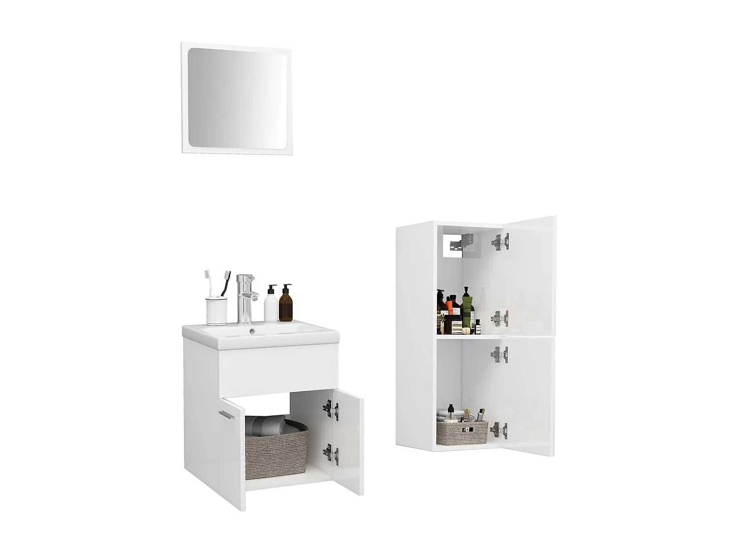 Ensemble de meubles de salle de bain Blanc brillant Aggloméré