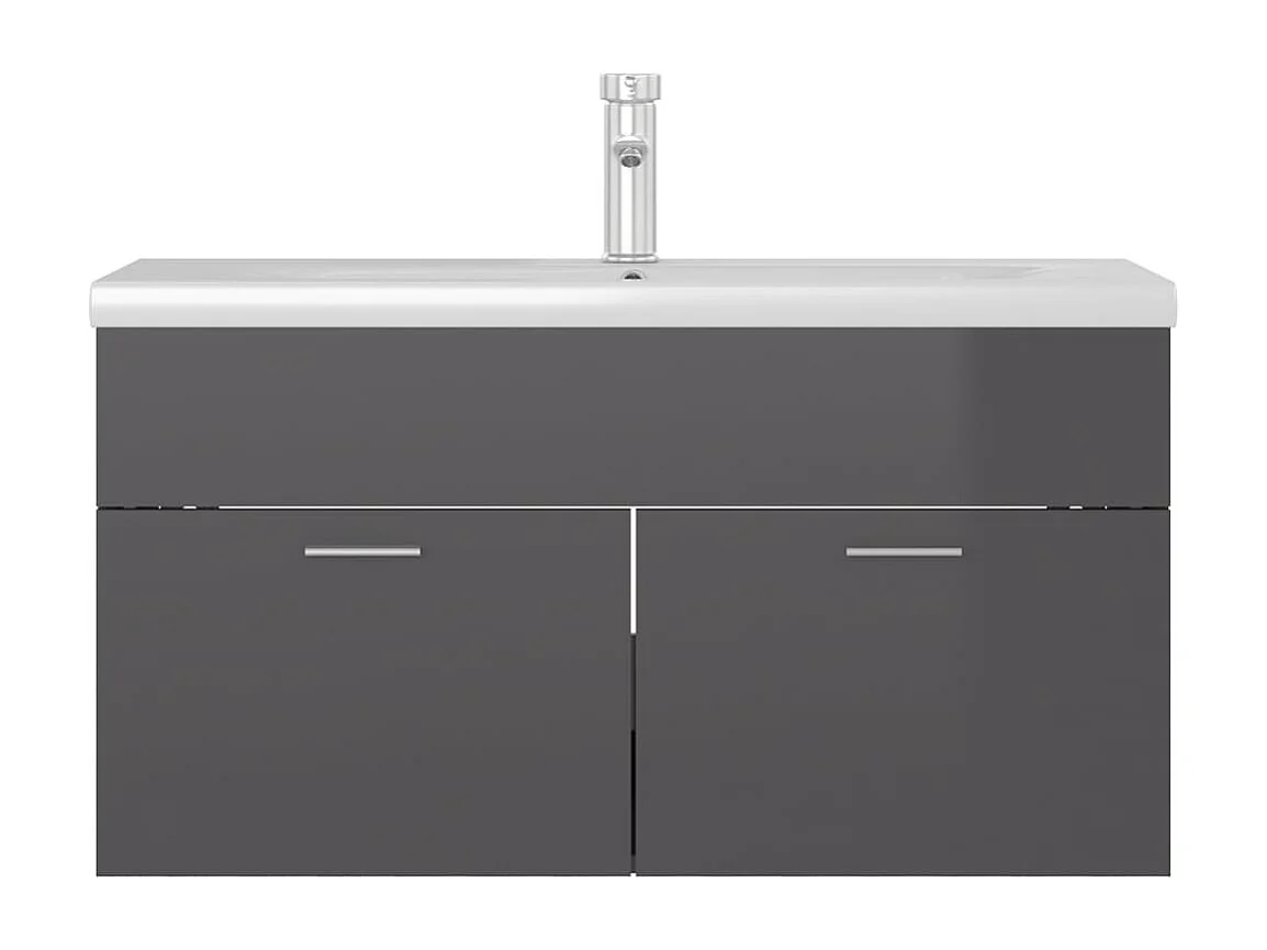 Mueble con lavabo madera de ingeniería gris brillante