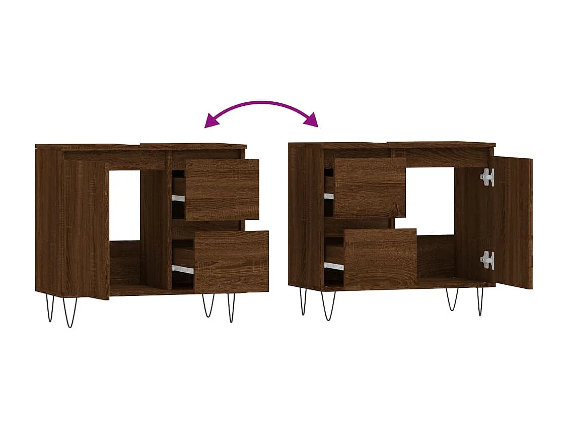 Armário casa de banho 65x33x60 cm madeira carvalho castanho