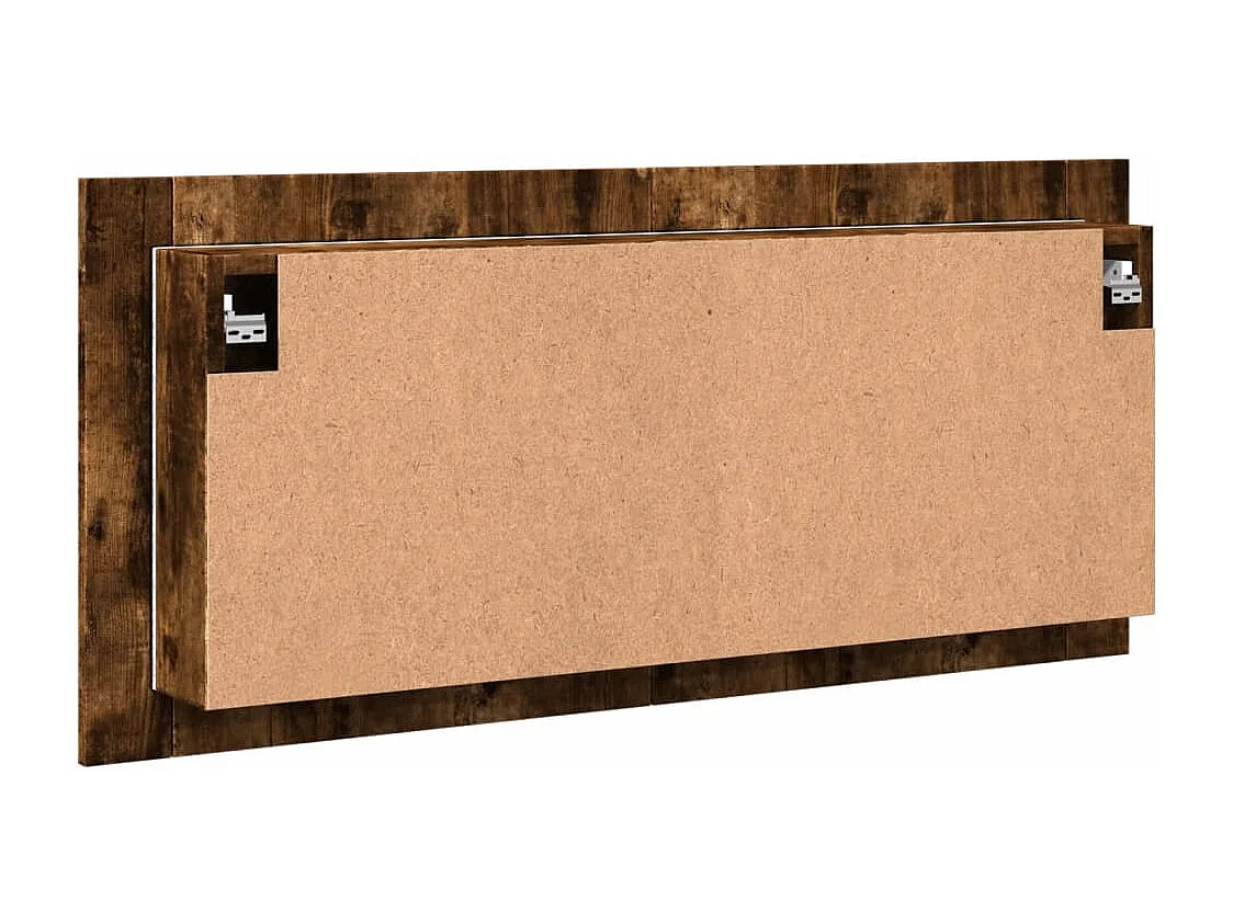 Armadietto a Specchio con LED Rovere Fumo 100x12x45 cm