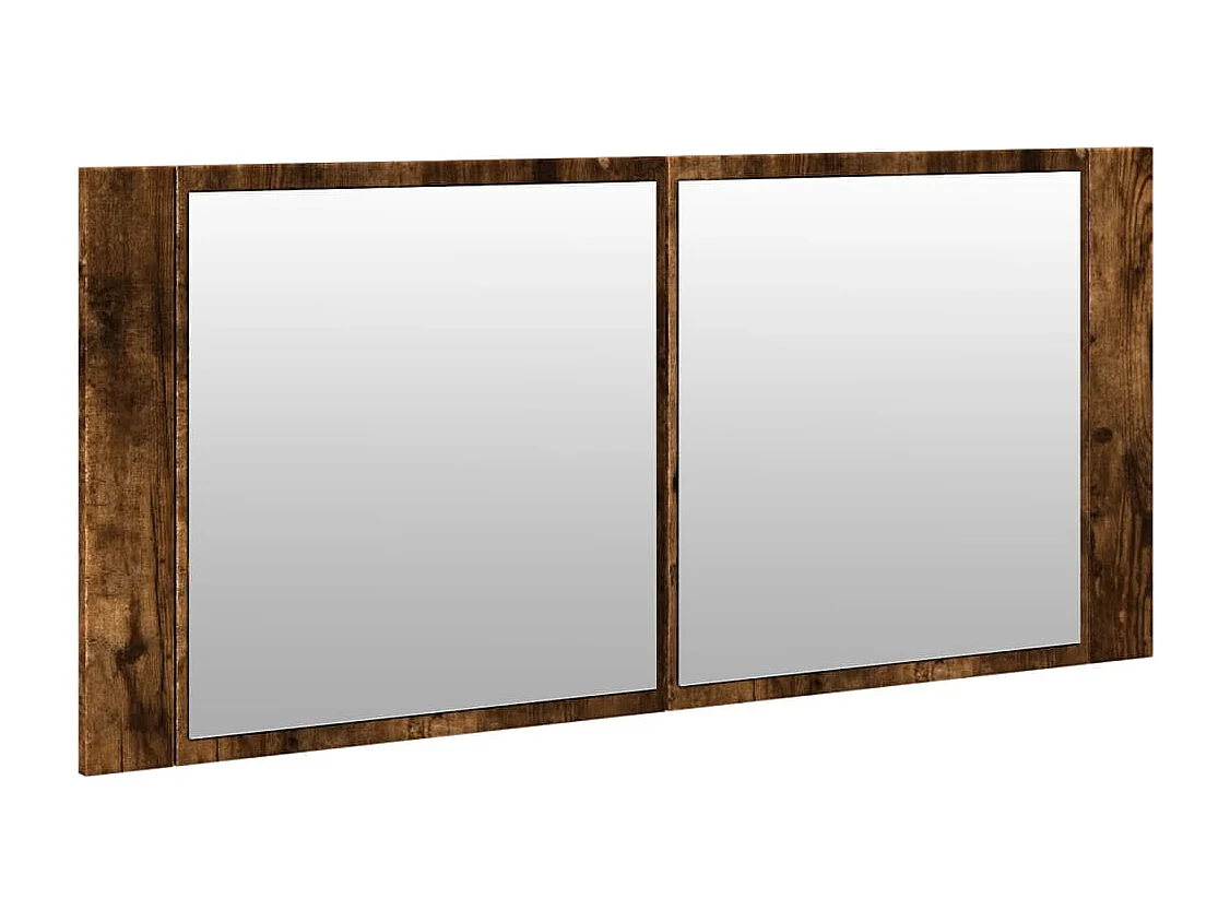 Armoire à miroir à LED de bain chêne fumé 100x12x45 cm