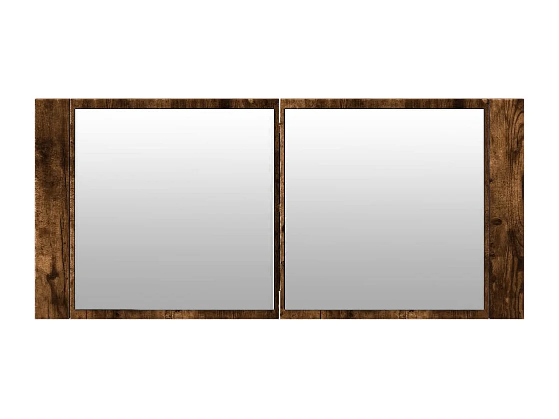 Armoire à miroir à LED de bain chêne fumé 100x12x45 cm