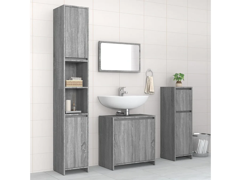 Juego de tocador de baño Sonoma gris de 4 piezas