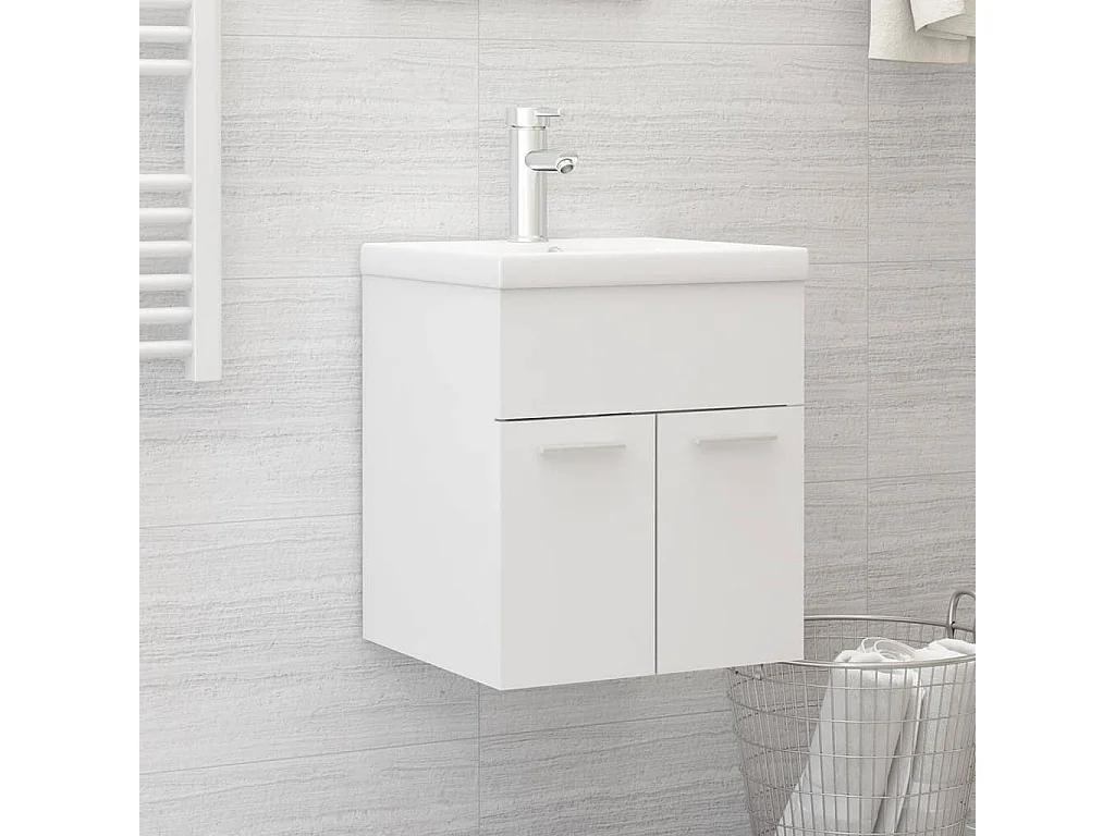 Mobile Bagno con Lavabo Integrato Bianco in Legno Multistrato