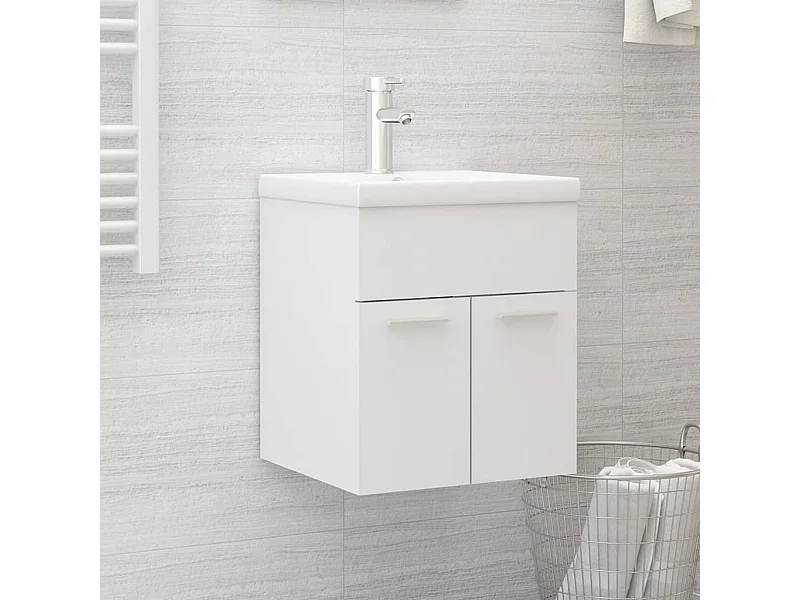 Mobile Bagno con Lavabo Integrato Bianco in Legno Multistrato