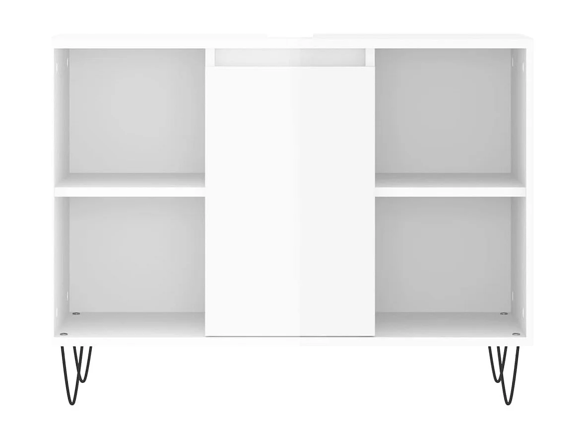 Armadietto Bagno Bianco Lucido 80x33x60cm in Legno Multistrato