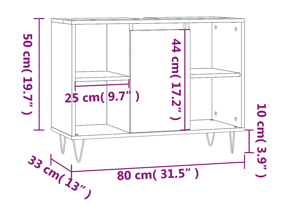 Armoire de salle de bain blanc brillant 80x33x60 cm