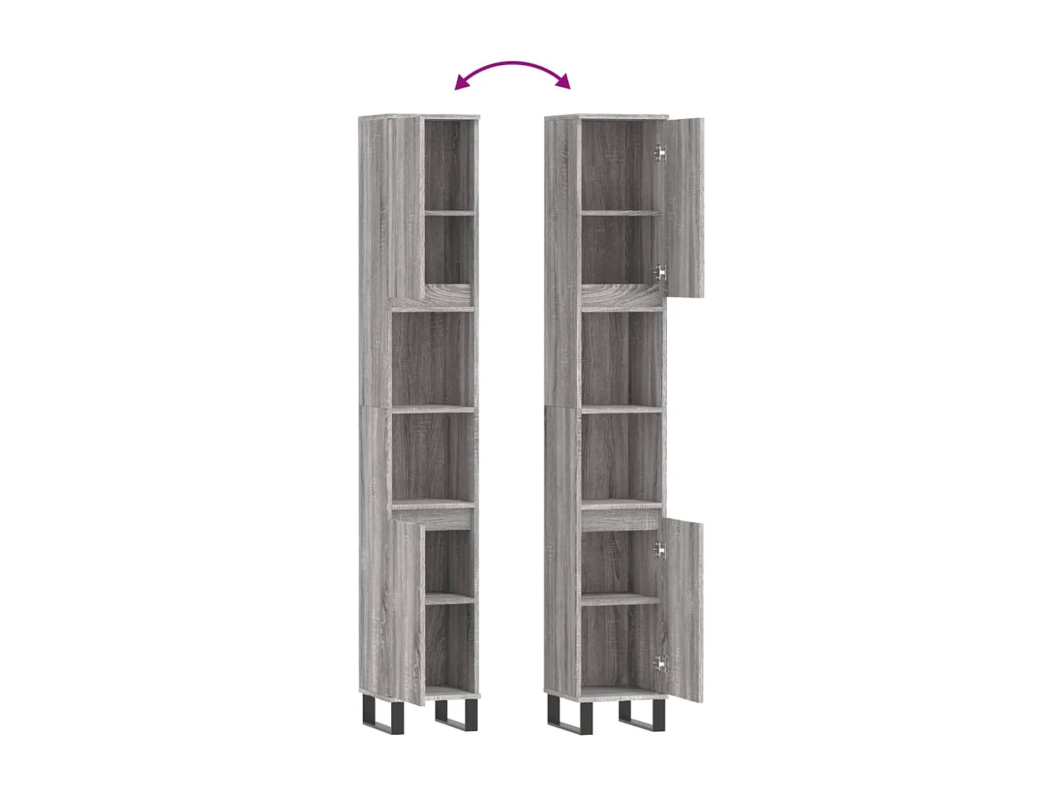 Armadietto Bagno Grigio Sonoma 30x30x190cm in Legno Multistrato