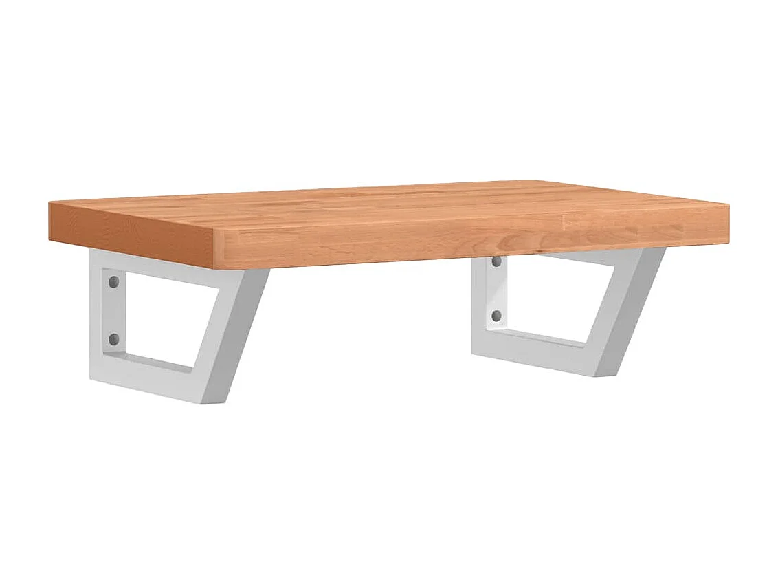 Ripiano a Parete per Lavabo in Acciaio e Massello di Faggio