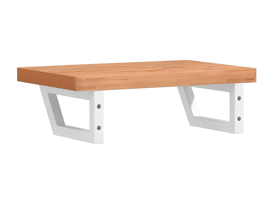 Étagère de vasque murale acier et bois massif de hêtre