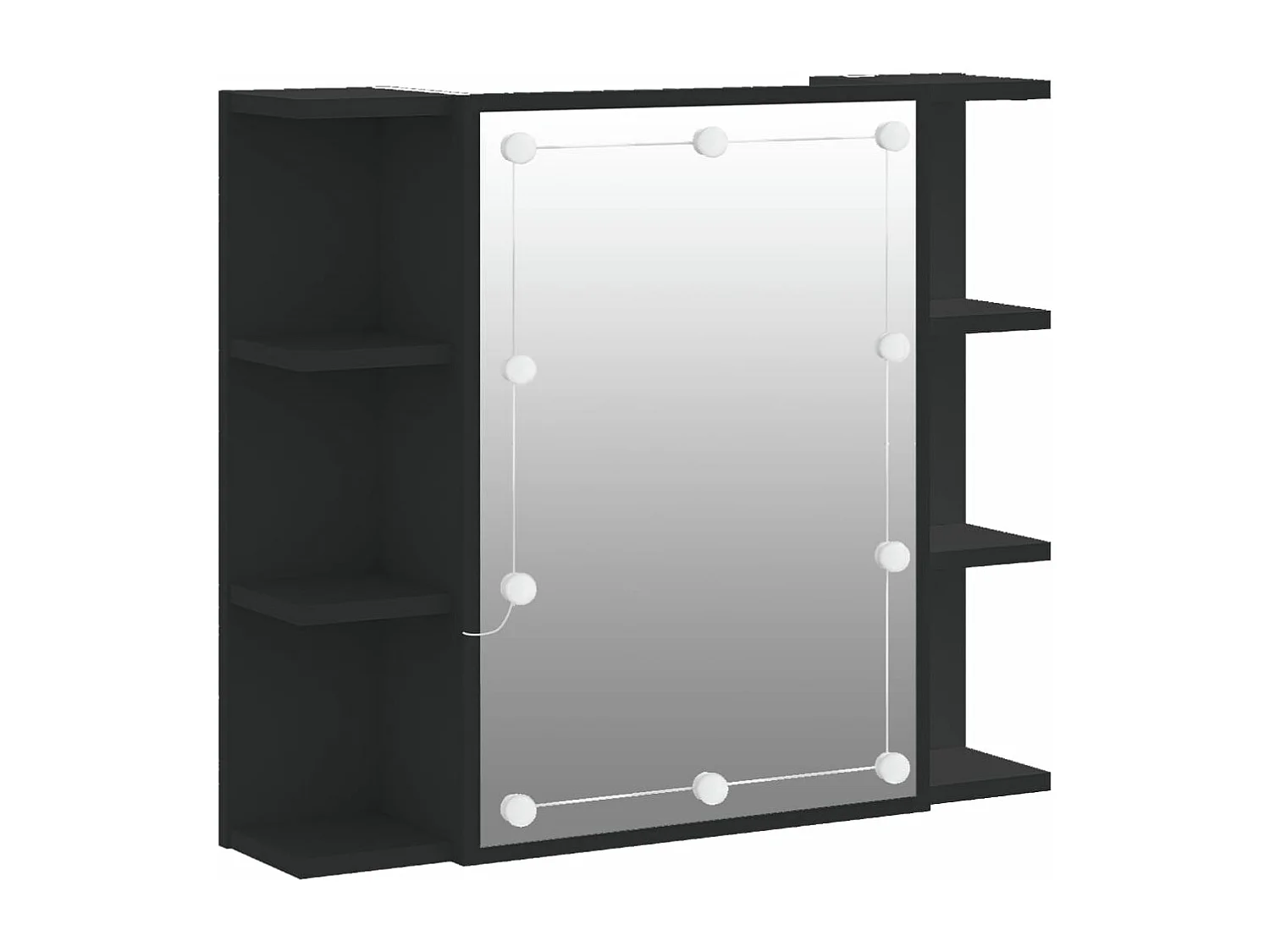 Armoire à miroir avec LED noir 70x16,5x60 cm