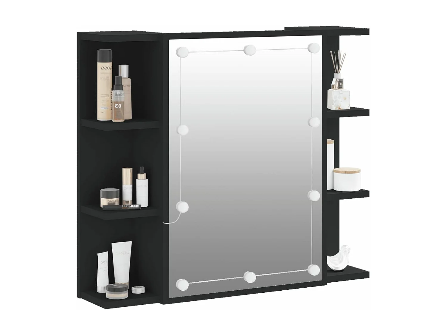 Armoire à miroir avec LED noir 70x16,5x60 cm