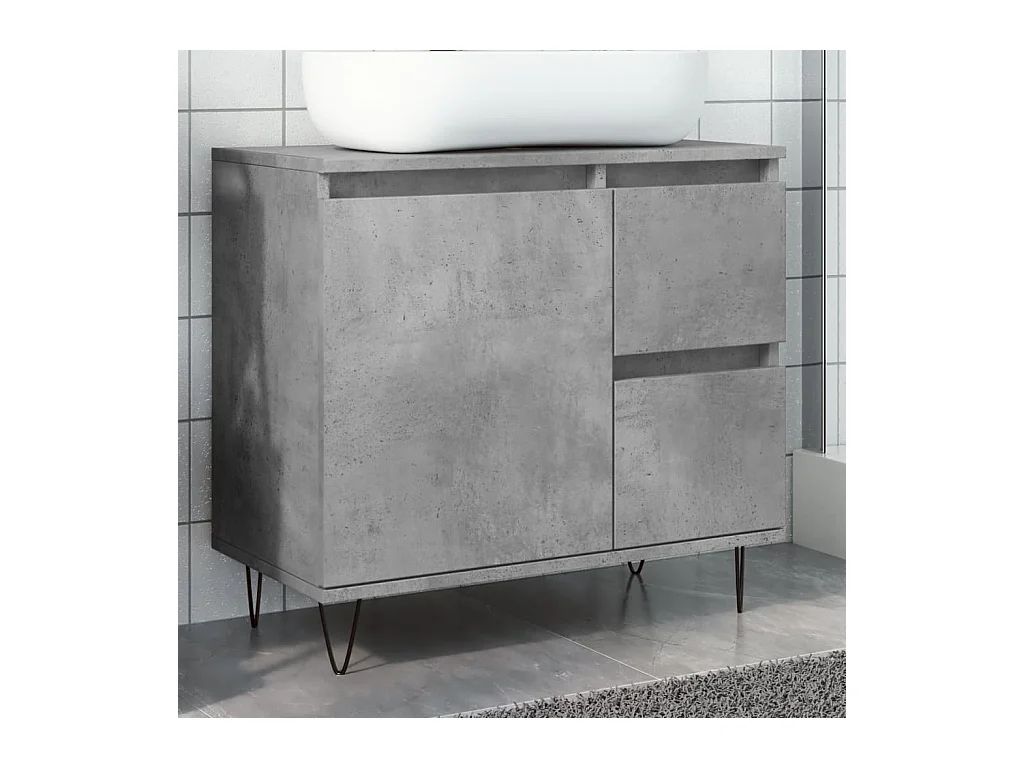 Waschbeckenschrank in Betongrau, 65 x 33 x 60 cm