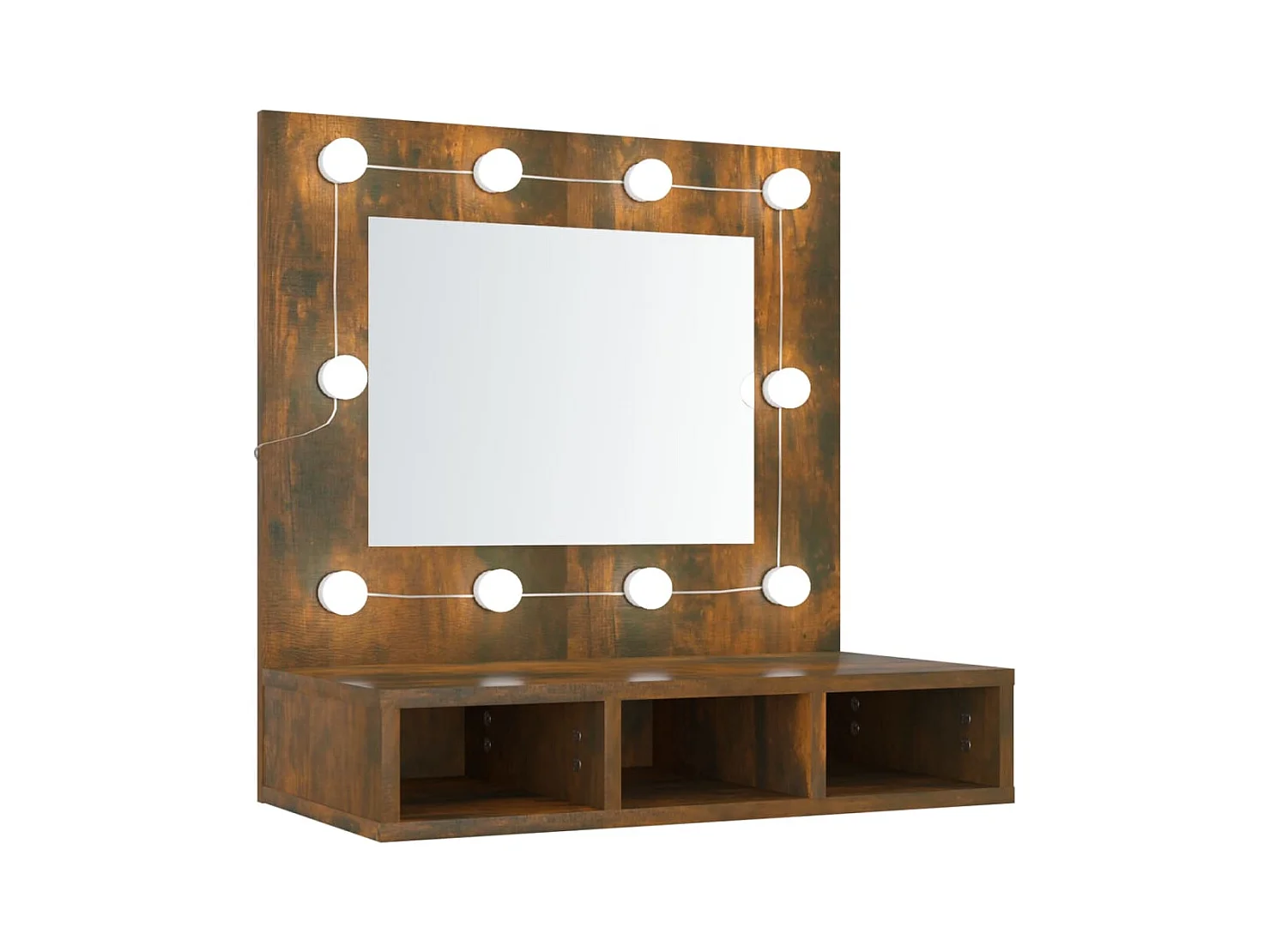 Armoire à miroir avec LED Chêne fumé 60x31,5x62 cm