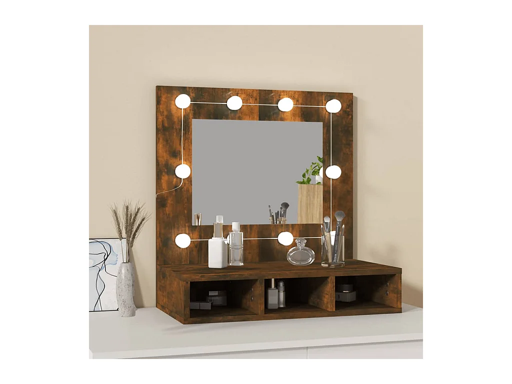 Armoire à miroir avec LED Chêne fumé 60x31,5x62 cm