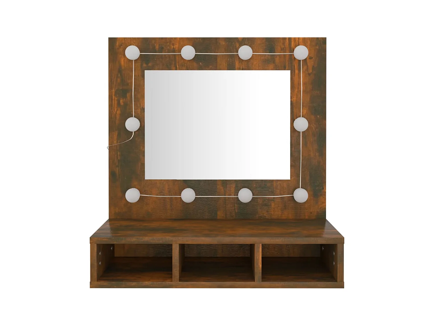 Armoire à miroir avec LED Chêne fumé 60x31,5x62 cm