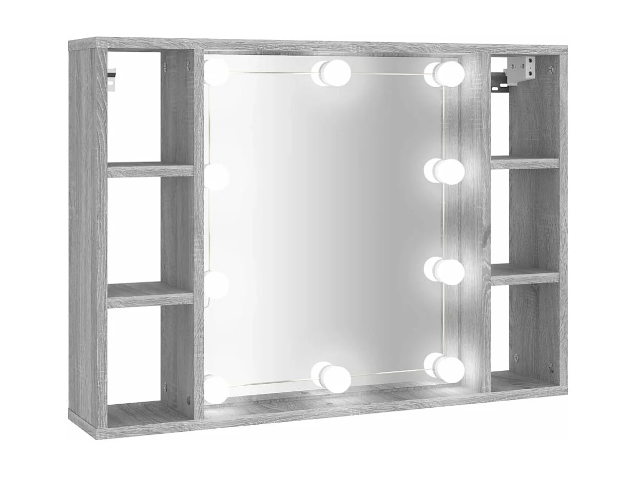 Armoire à miroir avec LED Sonoma gris 76x15x55 cm