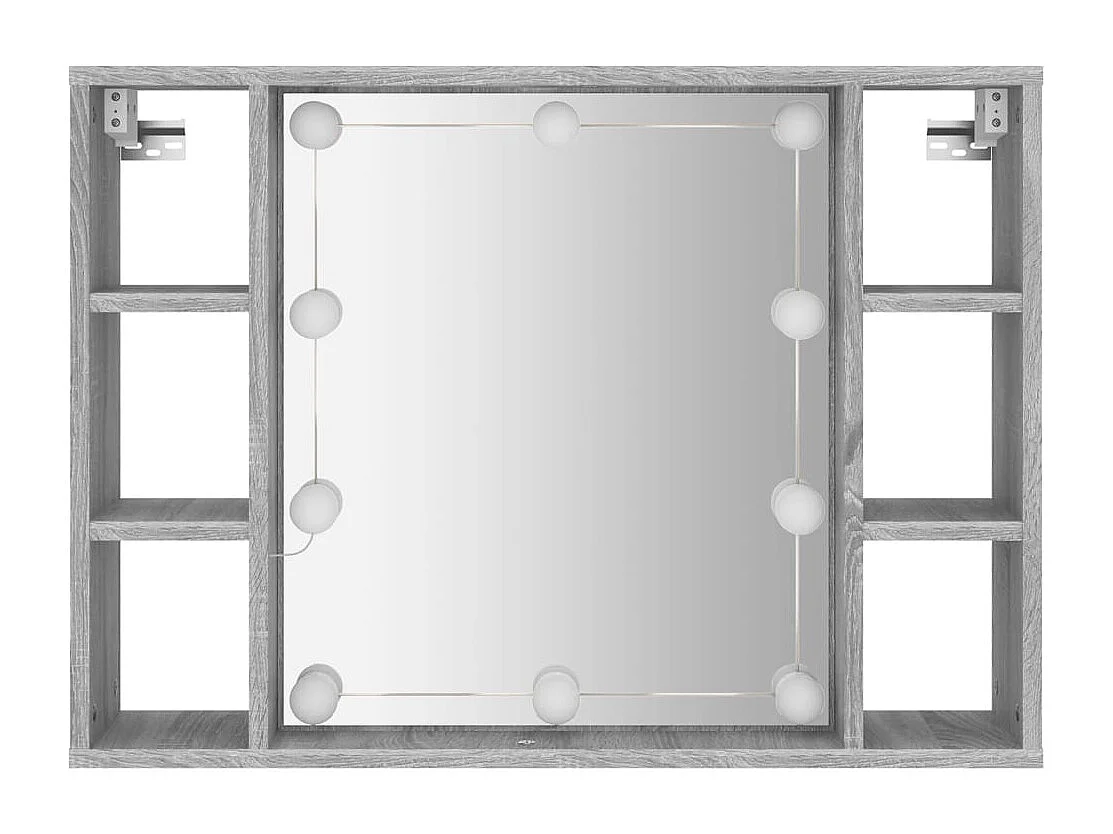 Armoire à miroir avec LED Sonoma gris 76x15x55 cm