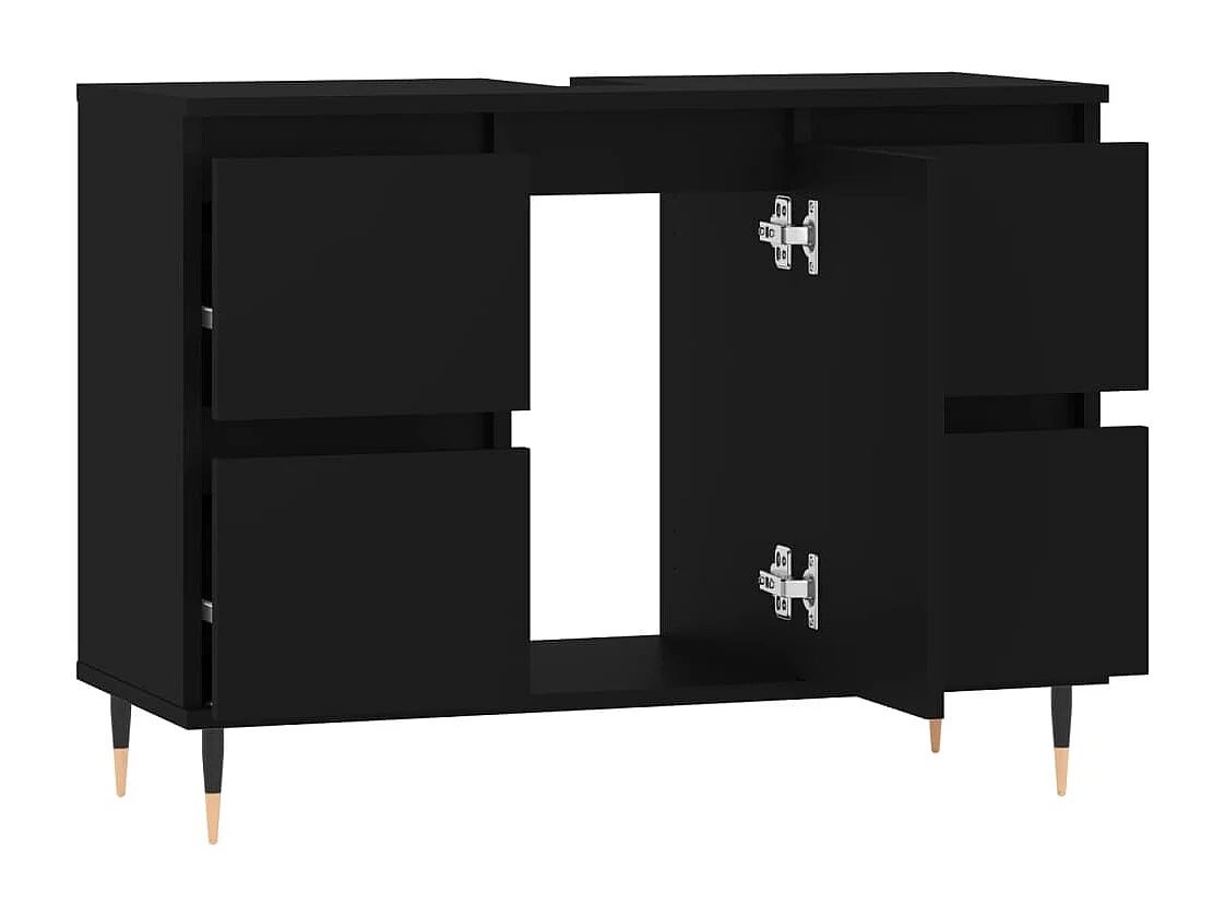 Armoire de salle de bain noir 80x33x60 cm bois d'ingénierie