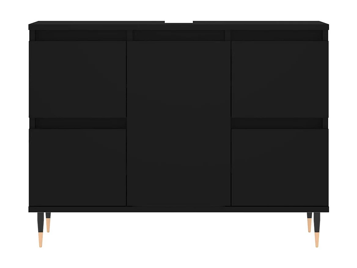 Armoire de salle de bain noir 80x33x60 cm bois d'ingénierie