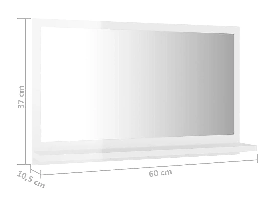 Espejo de baño madera contrachapada blanco brillo 60x10,5x37 cm