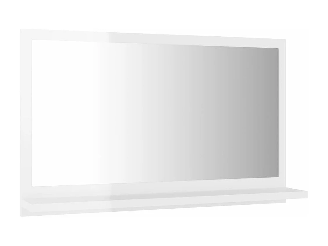 Espejo de baño madera contrachapada blanco brillo 60x10,5x37 cm