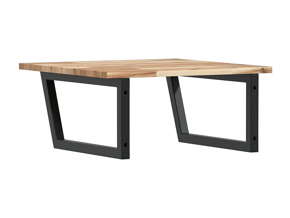 Ripiano a Parete per Lavabo in Acciaio e Massello di Acacia