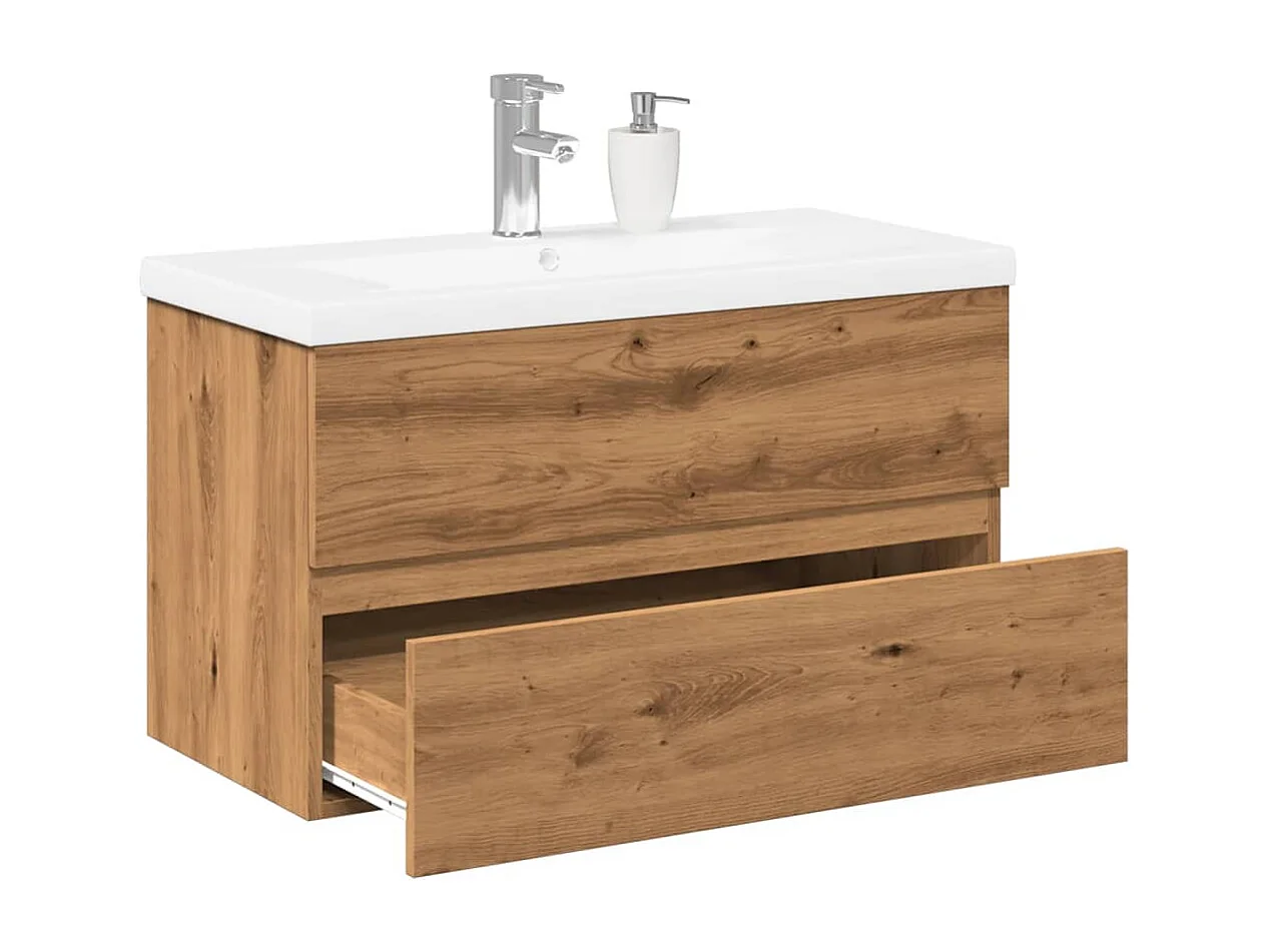 Meuble avec vasque intégrée chêne artisanal 81x39,5x49 cm