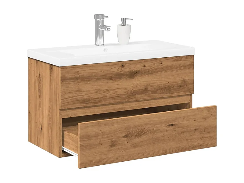 Mobile Bagno Lavabo Integrato Rovere Artigianale 81x39,5x49 cm