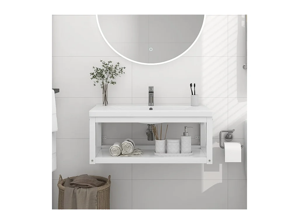 Struttura per Lavabo a Parete Bianca 79x38x31 cm in Ferro
