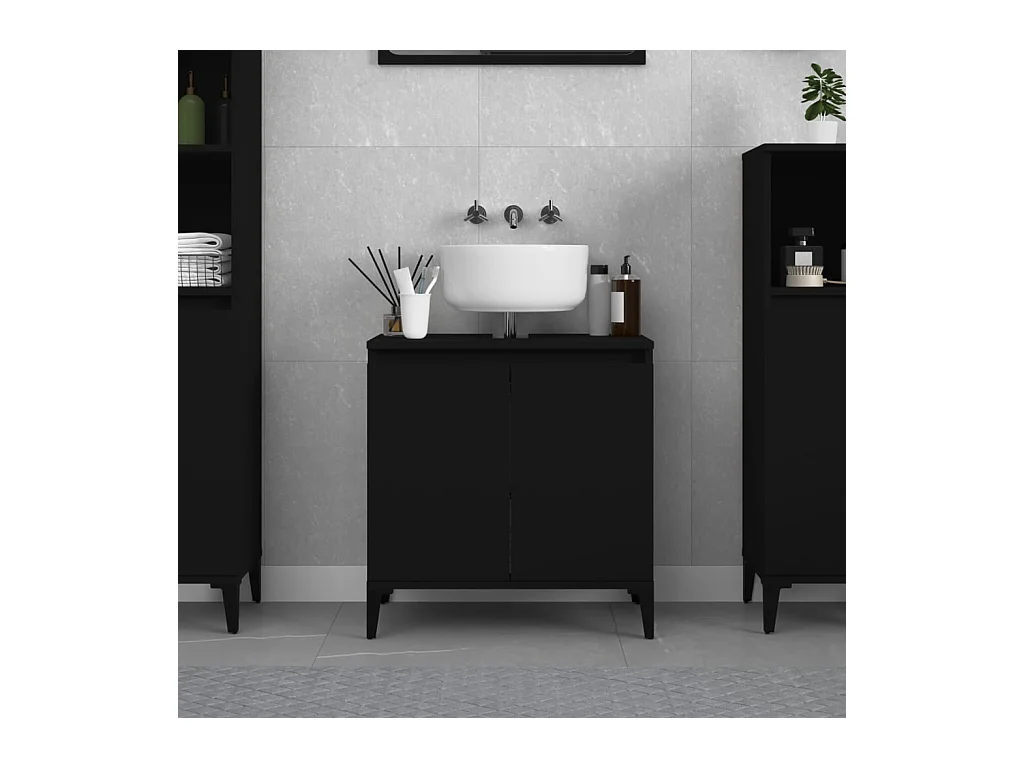 Waschbeckenunterschrank Schwarz 58x33x60 cm Holzwerkstoff